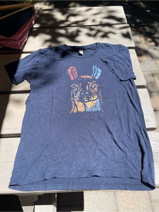 Tops - Navy Graphic Llama Tee with Multicolor Accent